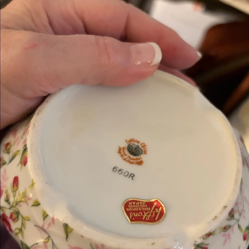 Lefton Rose chintz Bone China Coffee Pot hand painted  original sticker 660R